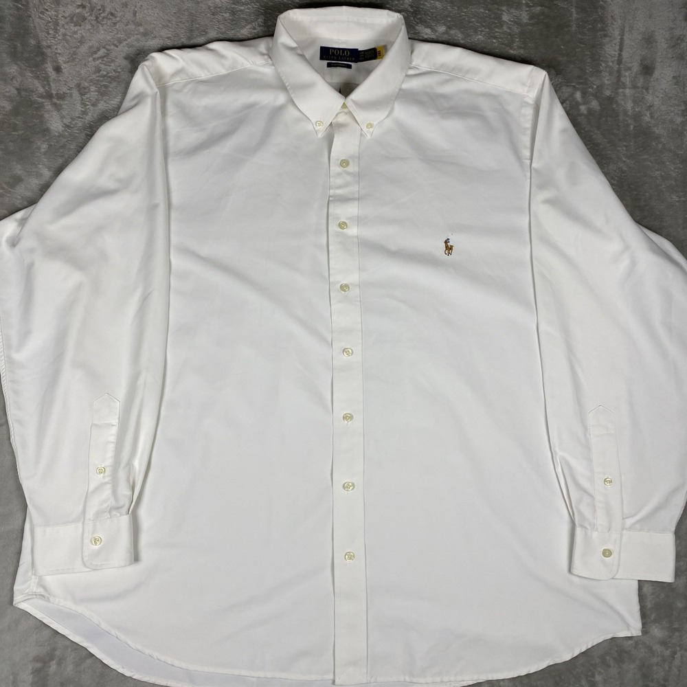 Polo Ralph Lauren Performance Shirt Mens 2XB Solid White Long Sleeve Button Down